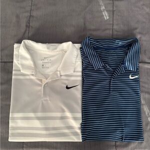 Bundle**Nike Dri-Fit Standard Fit Golf Polos - White/Gray and Black/Blue - Large